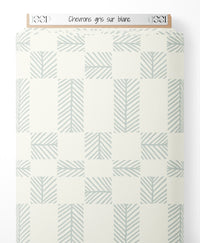 Tissu - Chevrons gris sur blanc