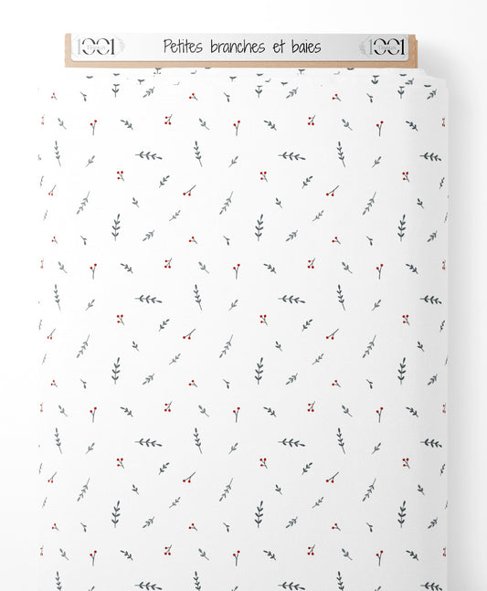 Tissu - Petites branches et baies