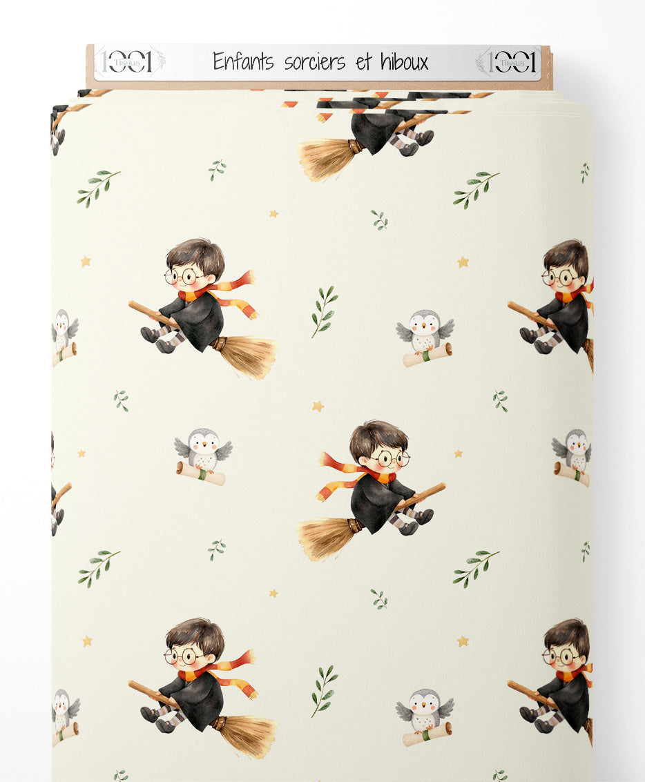 Tissu - Enfants sorciers et hiboux