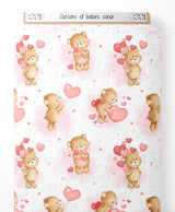 Tissu - Oursons et ballons cœur