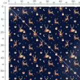 Tissu - Rennes et étoiles hivernales