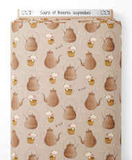 Tissu - Souris et théières suspendues