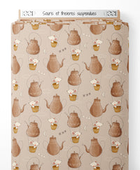 Tissu - Souris et théières suspendues