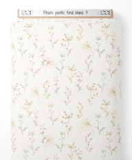 Tissu - Fleurs pastel sur fond blanc 3