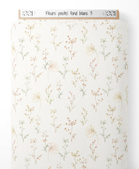 Tissu - Fleurs pastel sur fond blanc 3