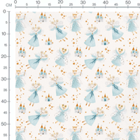 Tissu - Fées souris bleues et châteaux