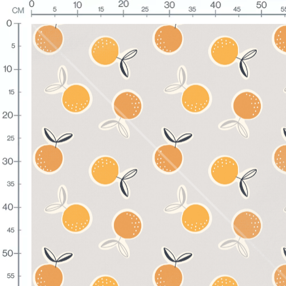 Tissu - Oranges et feuilles graphiques