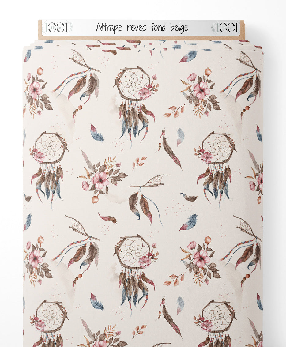 Tissu - Attrape-rêves sur fond beige