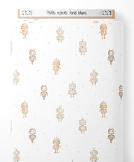 Tissu - Petits robots sur fond blanc