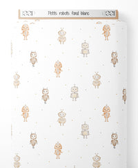Tissu - Petits robots sur fond blanc