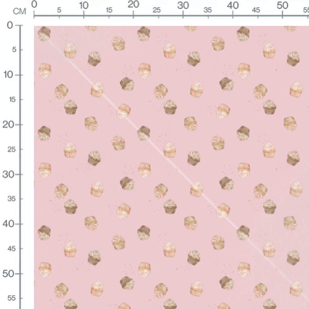 Tissu - Cupcakes sur fond rose