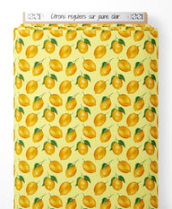 Tissu - Citrons réguliers sur jaune clair