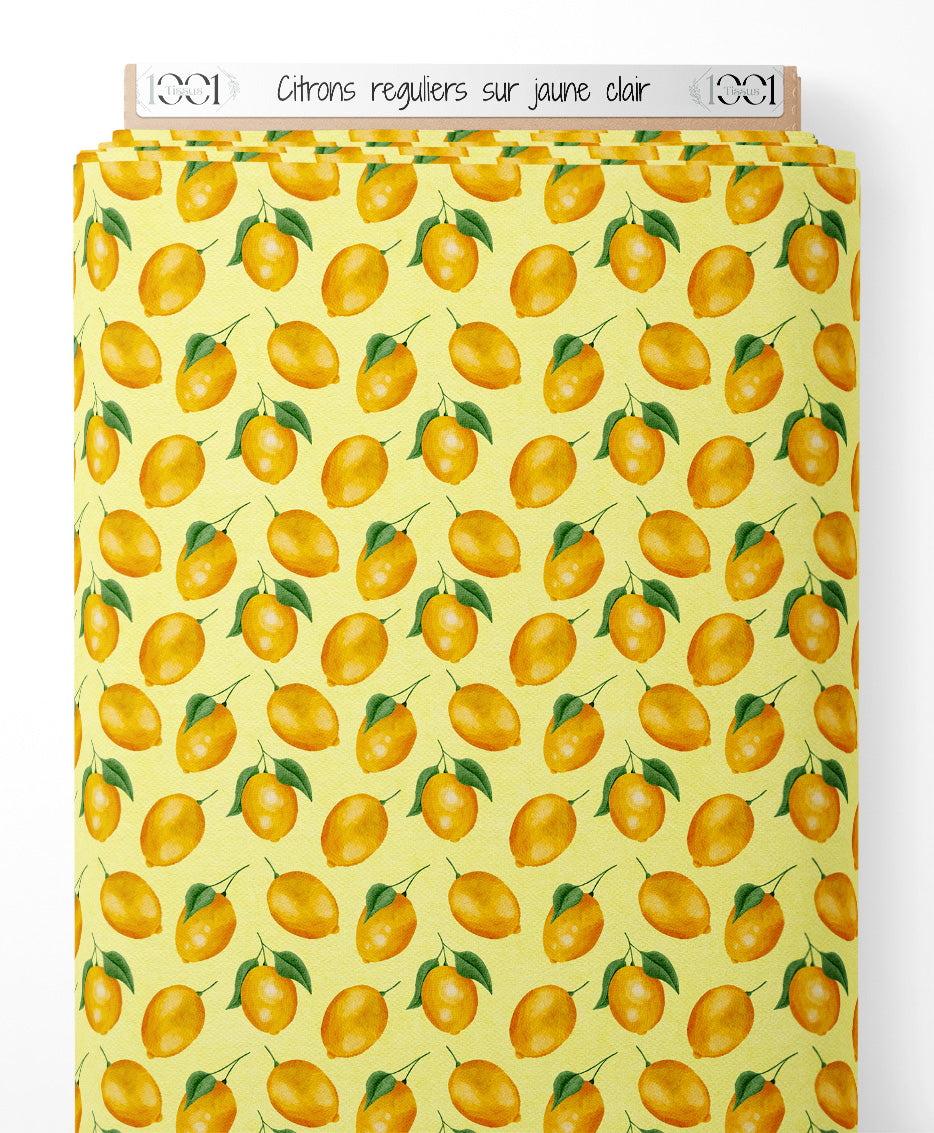 Tissu - Citrons réguliers sur jaune clair