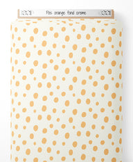 Tissu - Pois orange sur fond crème