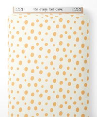 Tissu - Pois orange sur fond crème