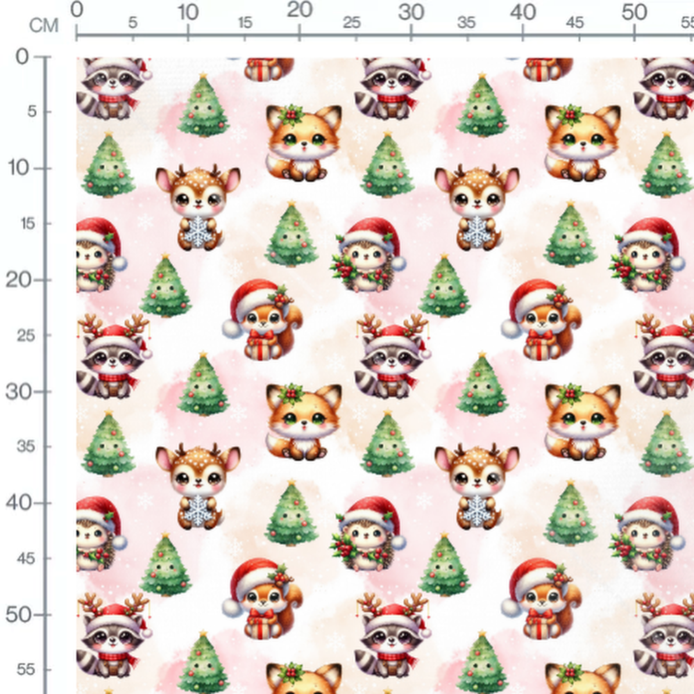 Tissu - Animaux de Noël adorables