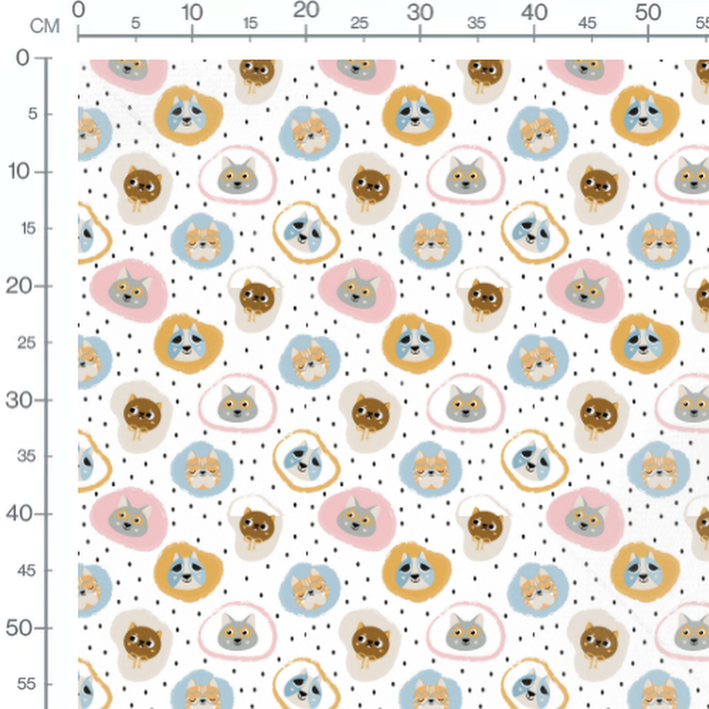 Tissu - Visages de chats colorés