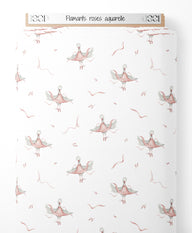 Tissu - Flamants roses aquarelle