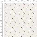 Tissu - Cœurs marron et crème