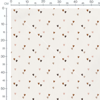 Tissu - Cœurs marron et crème