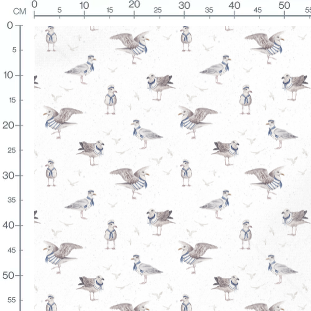 Tissu - Mouettes en tenue marine