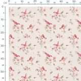 Tissu - Oiseaux roses sur fond beige 3