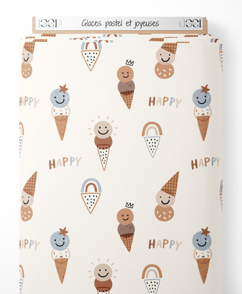 Tissu - Glaces pastel et joyeuses