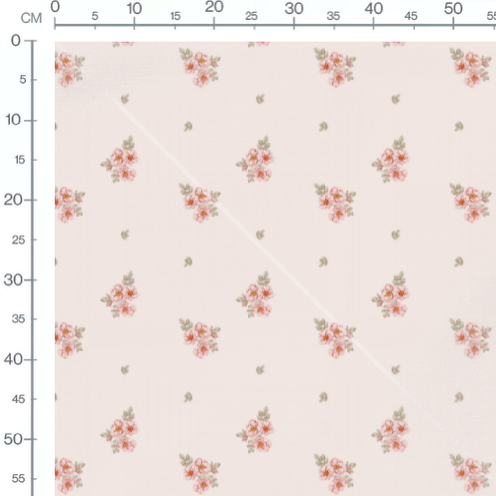 Tissu - Bouquets roses sur beige