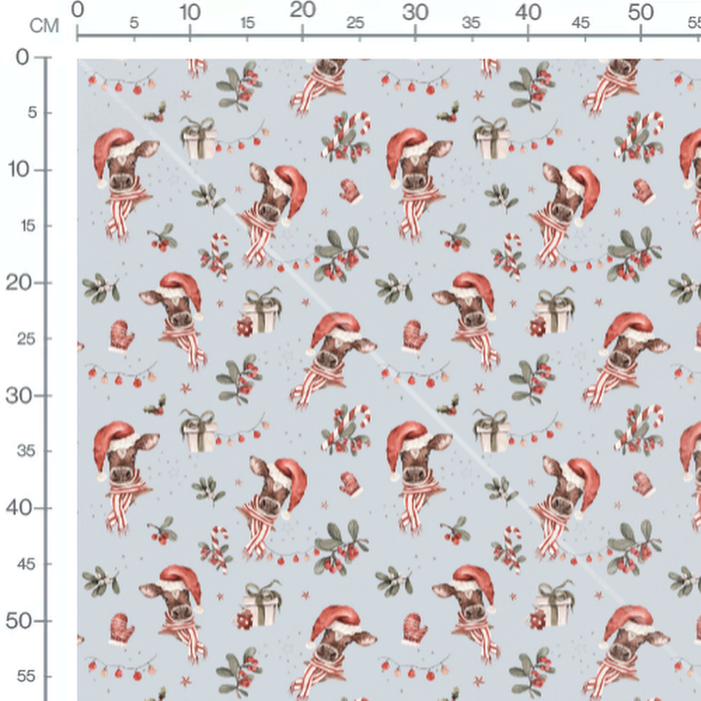 Tissu - Vaches colorées sur fond bleu