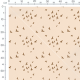Tissu - Oiseaux marron sur beige