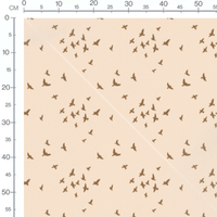 Tissu - Oiseaux marron sur beige