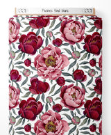 Tissu - Pivoines sur fond blanc