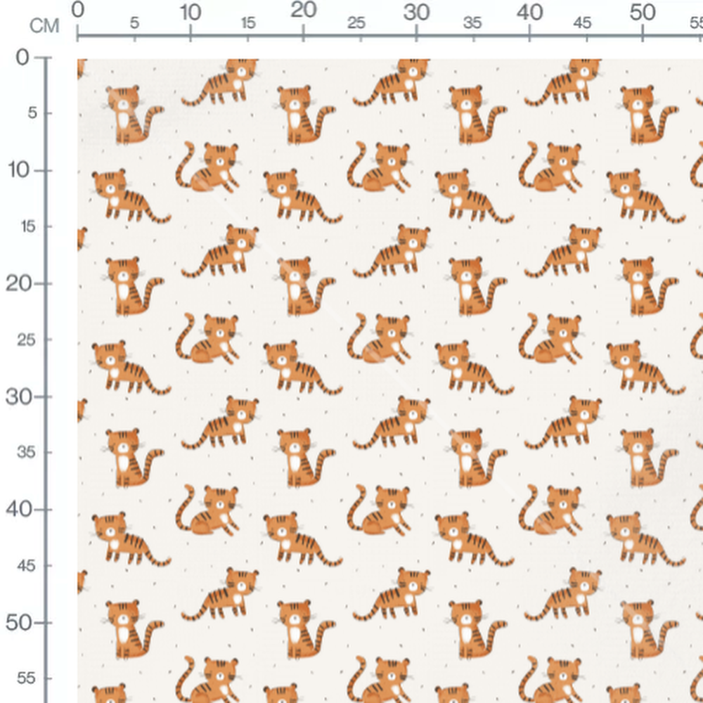 Tissu - Tigres mignons sur fond clair