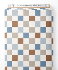 Tissu - Carreaux multicolores effet vieilli