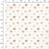 Tissu - Têtes d'ours pastel roses