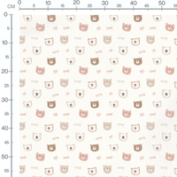 Tissu - Têtes d'ours pastel roses