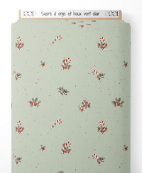 Tissu - Sucre d'orge et houx vert clair