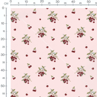 Tissu - Grappes de cerises sur rose