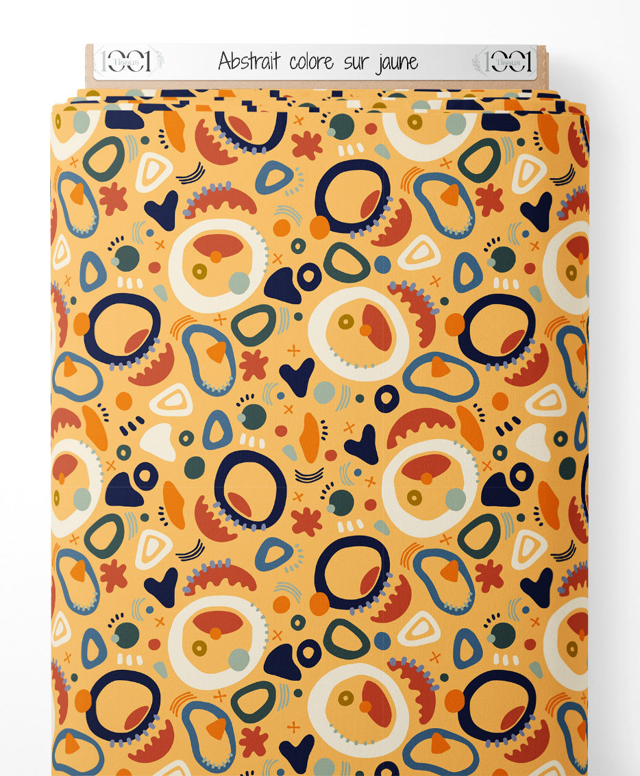 Tissu - Abstrait coloré sur jaune