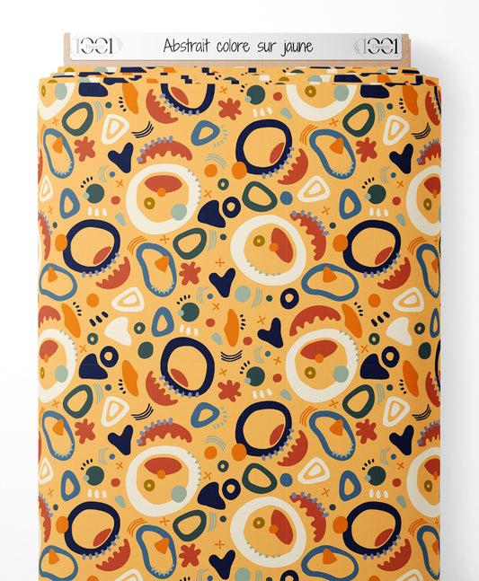 Tissu - Abstrait coloré sur jaune