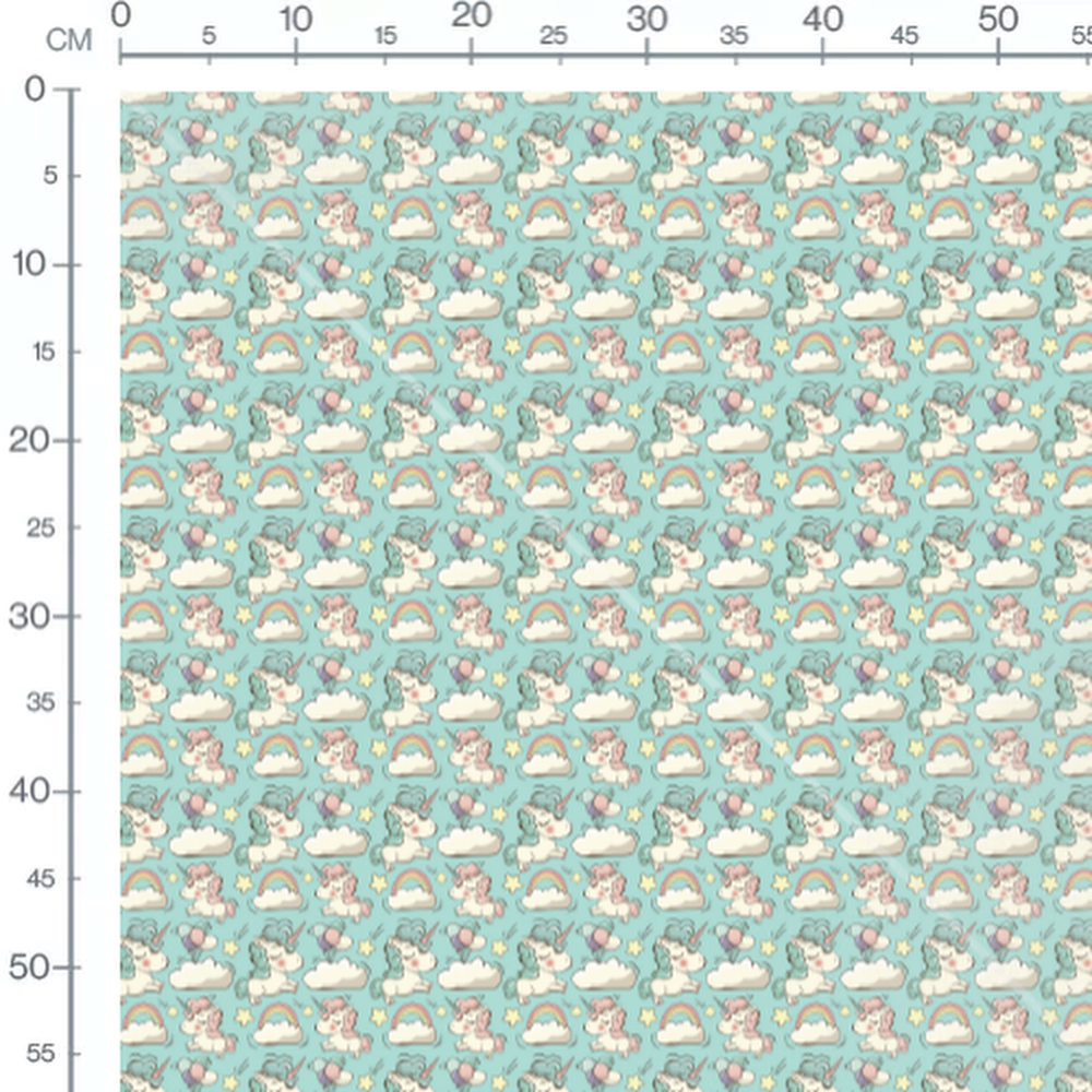 Tissu - Licornes blanches et ballons