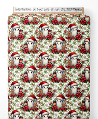 Tissu - fantome de Noel cafe et pain d’epices