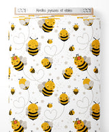 Tissu - Abeilles joyeuses et étoiles