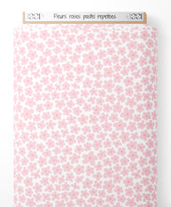 Tissu - Fleurs roses pastel répétées