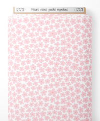 Tissu - Fleurs roses pastel répétées
