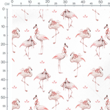 Tissu - Flamants roses couronnés blanc