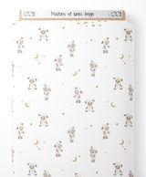Tissu - Moutons et lunes beige