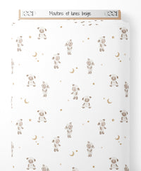 Tissu - Moutons et lunes beige