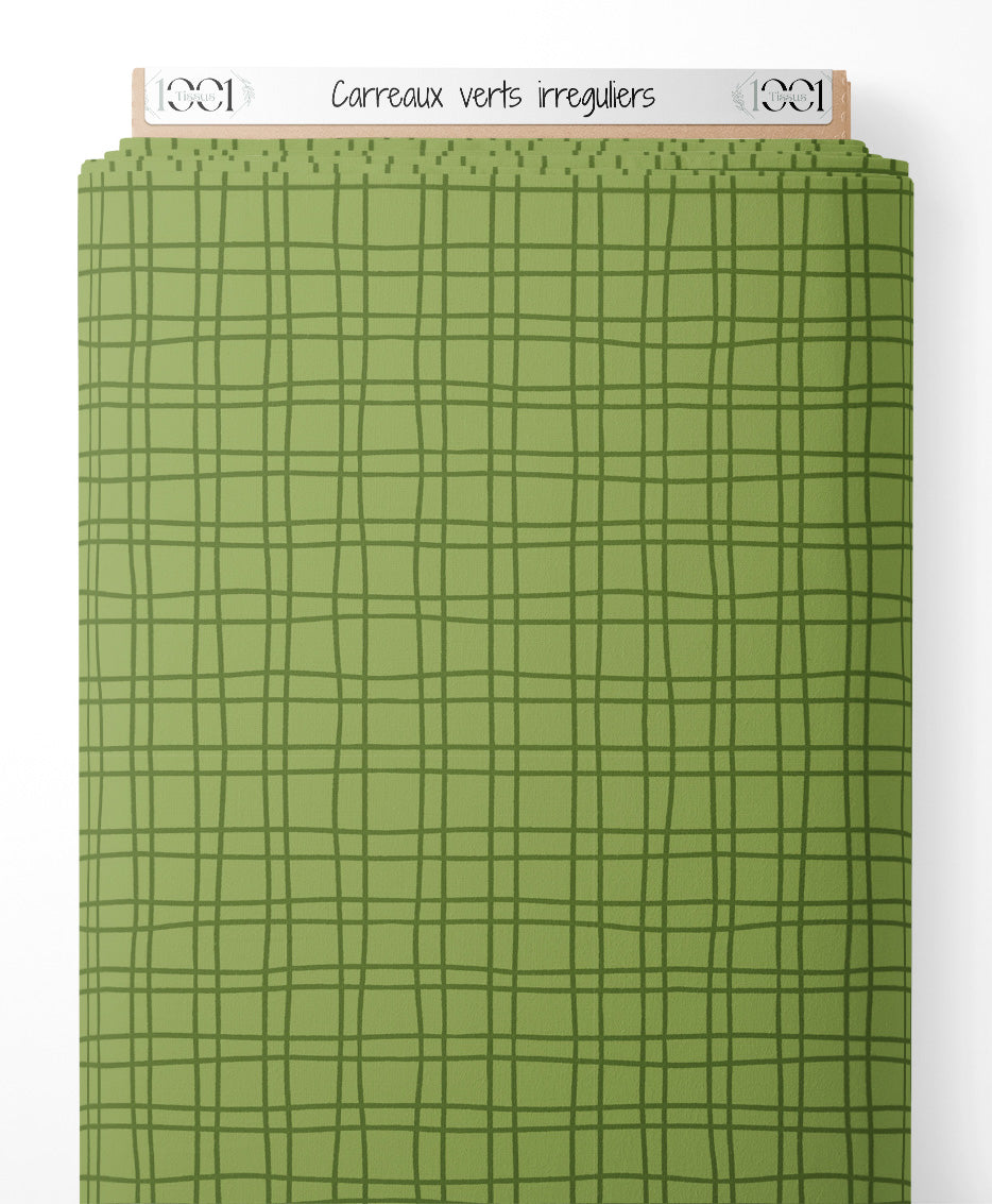 Tissu - Carreaux verts irréguliers