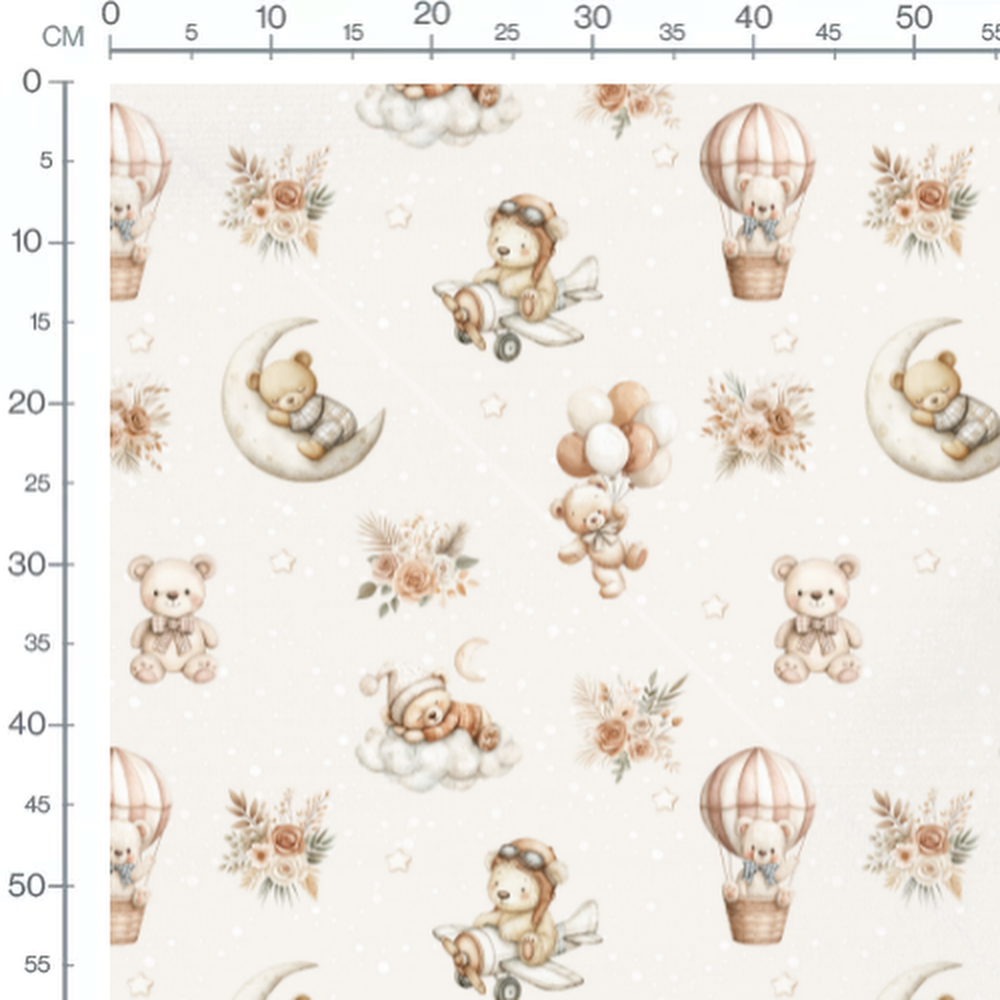 Tissu - Oursons et montgolfières